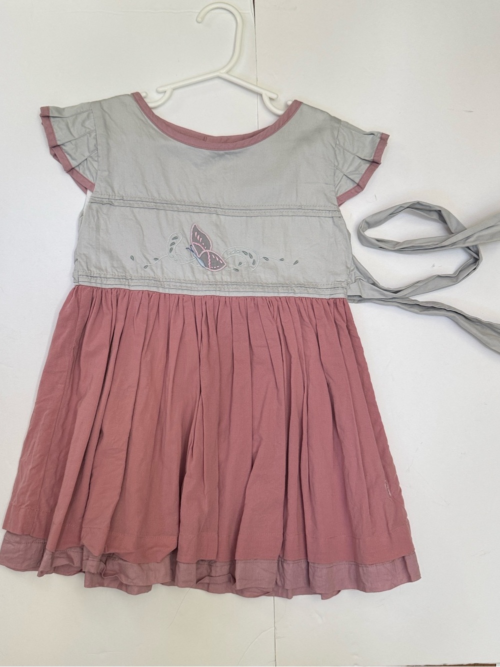 Well Dressed Wolf Summer Wings Butterfly Mauve Pink & Gray Dress Girls 3T